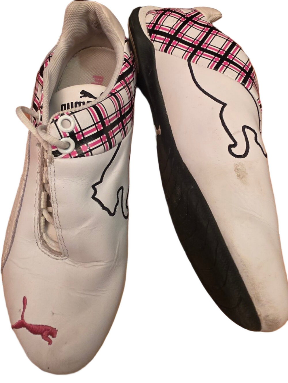 Title: Y2K Puma Lifestyle White Pink Plaid Low Profile Sneakers Women's 7